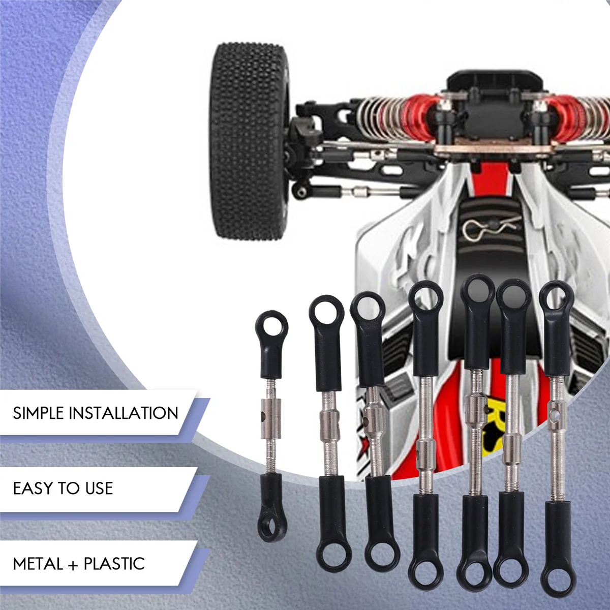 مجموعة أدوات ربط قضيب ربط أمامي وخلفي حديث مكونة من 7 قطع لسيارة Wltoys 144001 RC