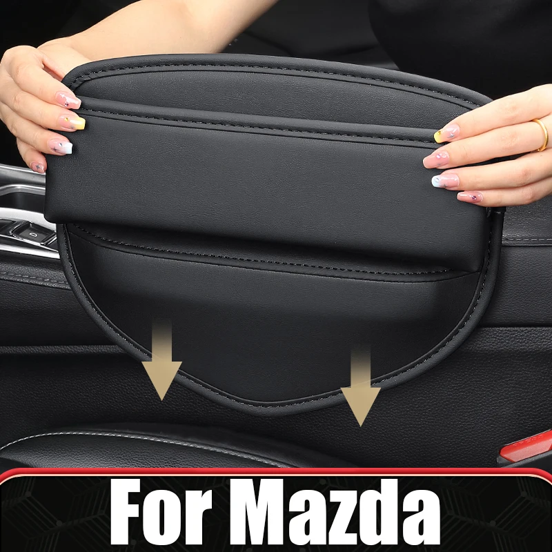 

For Mazda 3 BP Alexa CX-5 CX5 CX 5 CX8 CX9 CX-30 CX30 MX5 RF MX 5 CX4 PU Leather Car Seat Crevice Storage Box Organizer Pocket