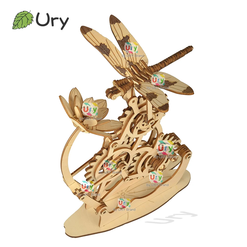 

URY 3D деревянная головоломка, механическая стрекоза, сбор меда, сделай сам, игра с насекомыми, расширенная сборка, модель игрушки, креативный подарок для детей