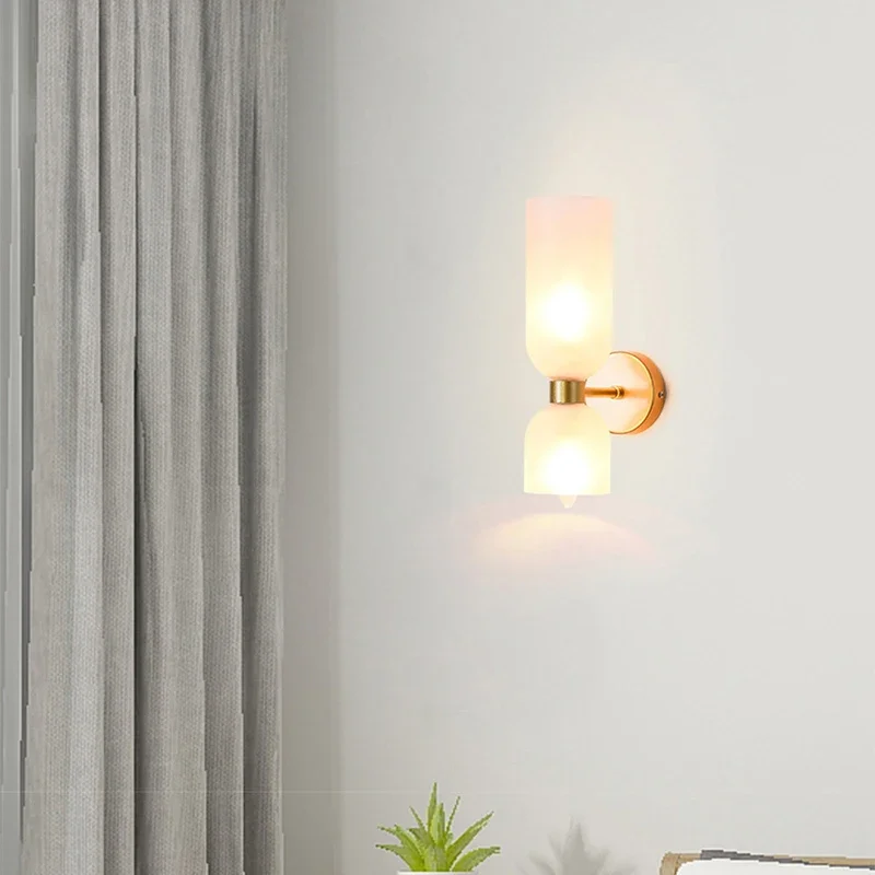 Nordic E14 LED wall lamp modern Glass lampshade sconces lights two light source indoor lighting home decor bedroom living room