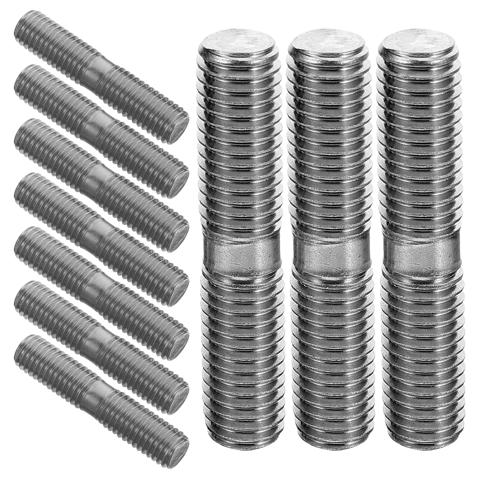 

10pcs Double-ended Stainless Steel Screws M10*1.5 50mm Firm Replaceable Bolts Dual Heads Threaded Wheel Stud Conversion