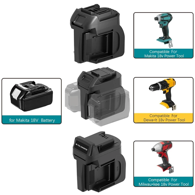 

For Makita 18V Battery,2 in 1 Portable Battery Adapter to for Makita/Dewalt/Milwaukee 18V Cordless Power Tool Longer Working