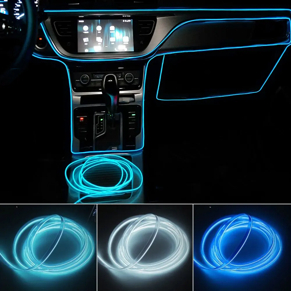 

Iceblue White Blue Universal Automobile Decorative Atmosphere Light Monochrome Cold Light Line LED Car Interior Signal Lamp