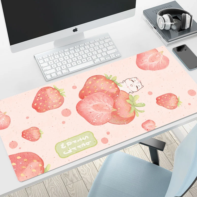 Fruit A Hamster Mouse Pad Large Yellow Kawaii Lock Edge Soft Mousepad 55x100cm Mountain Non-slip Rubber Office Mat Pad Mausepad