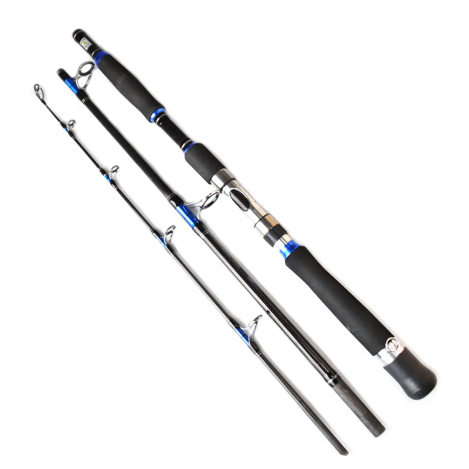 

1.8m 1.95m 2.1m Jigging Sea Boat Fishing Rod Carbon Fast Action Surf Rod 3 Section 50LB H Lure 70-250G Spinning Fishing Rod