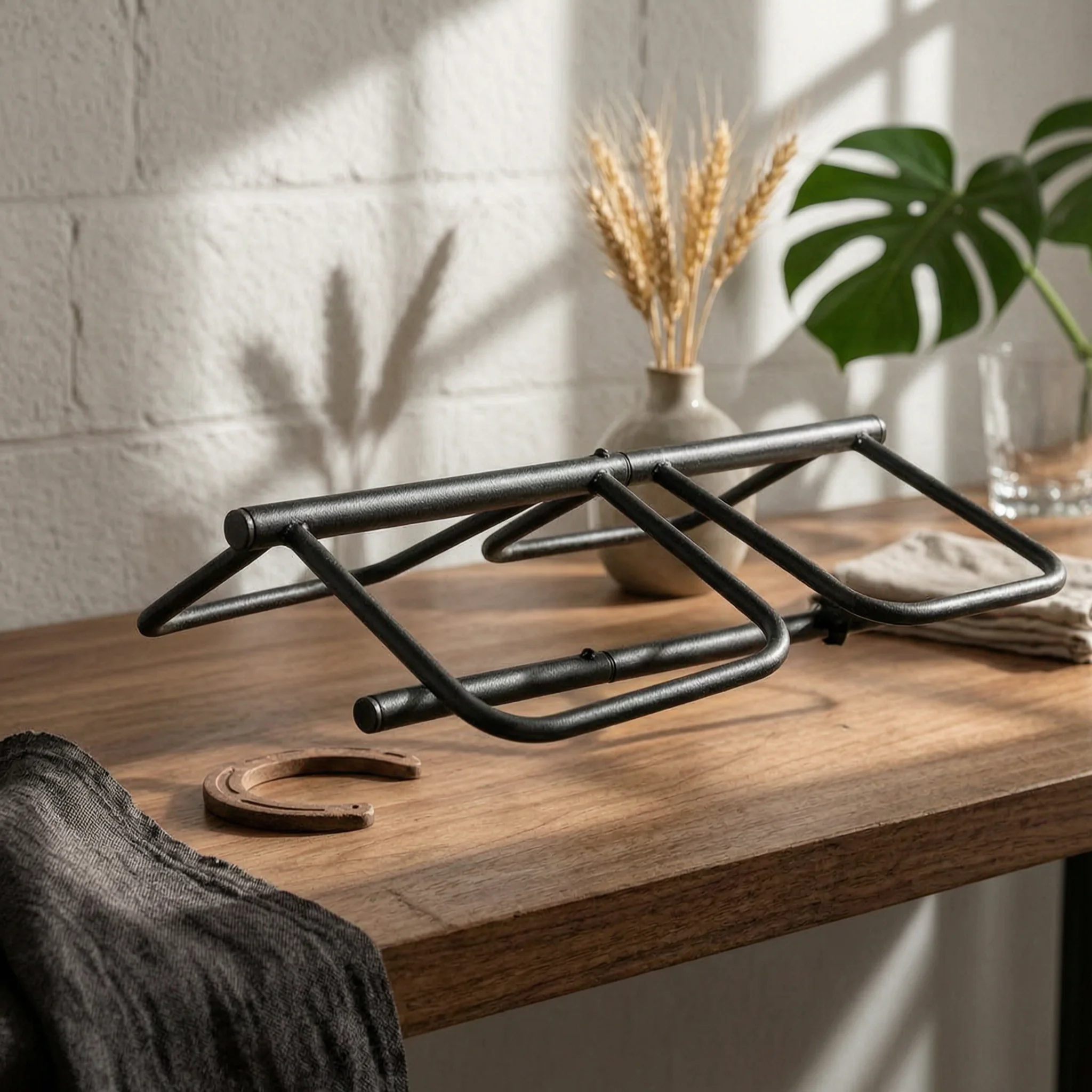 Wall Mounted Saddle Rack Reinforced Metal Open-frame Saddle Holder Heavy Duty Tack Organizer for Barn Storage