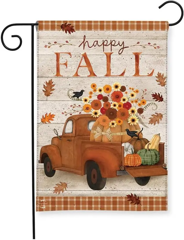 Briarwood Lane Fall Garden Flag 12x18 For Outdoor Fall Bounty Truck For Fall Garden Flag Flags For Outside yyi