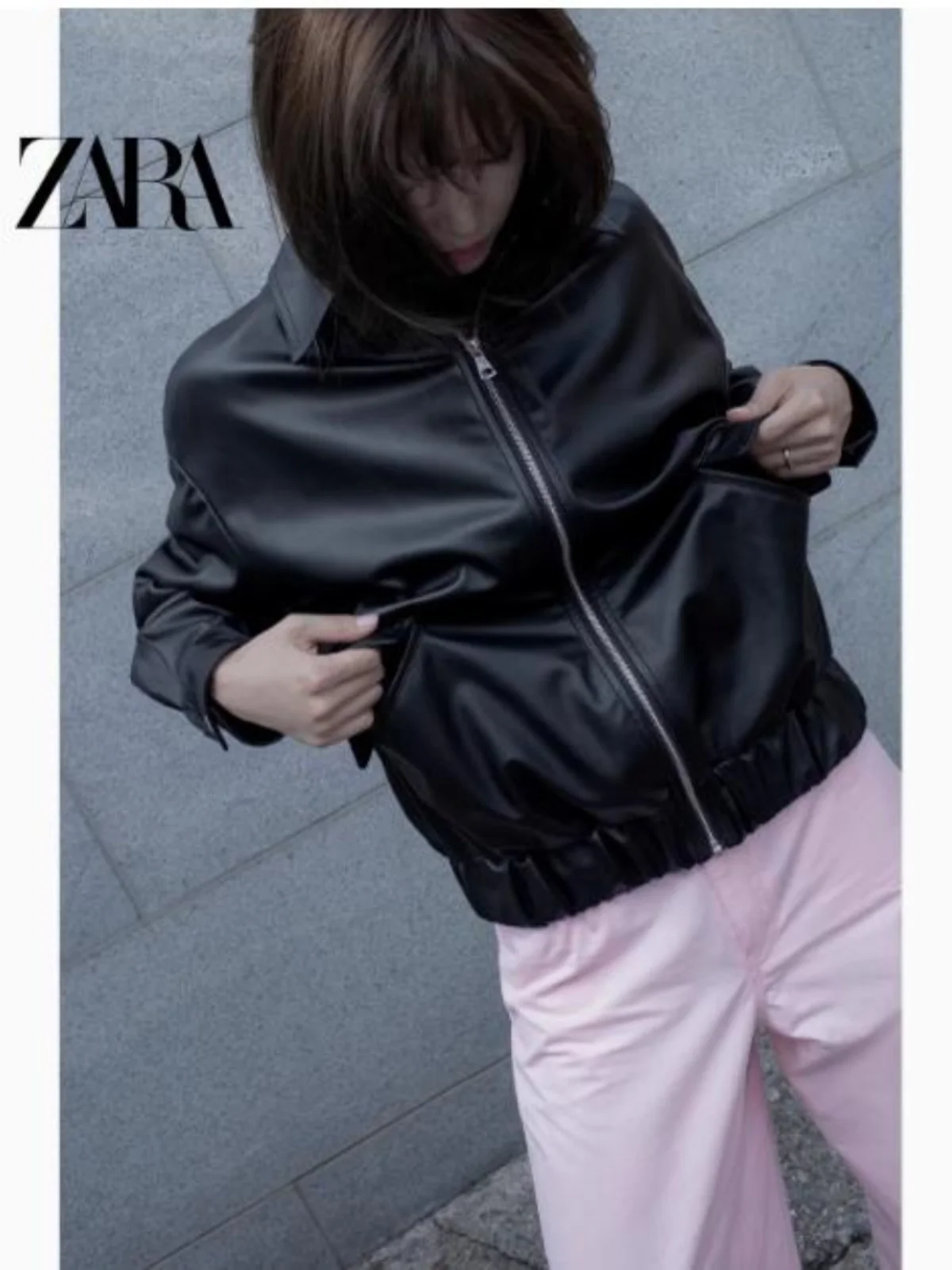 ربيع الخريف جديد وصول المرأة تخفيف Sle فضفاض طويل Sve طوق Jaet الجلود الاصطناعية السائق معطف ort ملابس خارجية