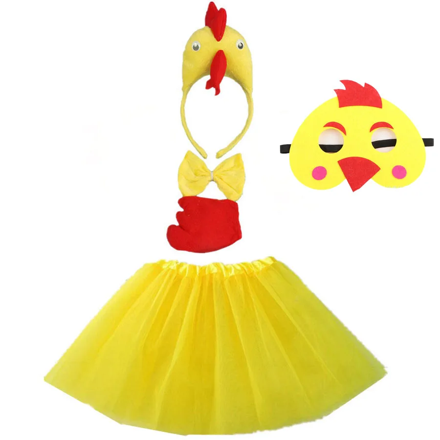 Disfraz de Animal para Adultos y Niñas, Disfraz de Gallina, Pollo, Gallo, Orejas, Diadema, Corbata de Moño, Falda, Tutú, Cola, para Fiesta de Cumpleaños, Halloween