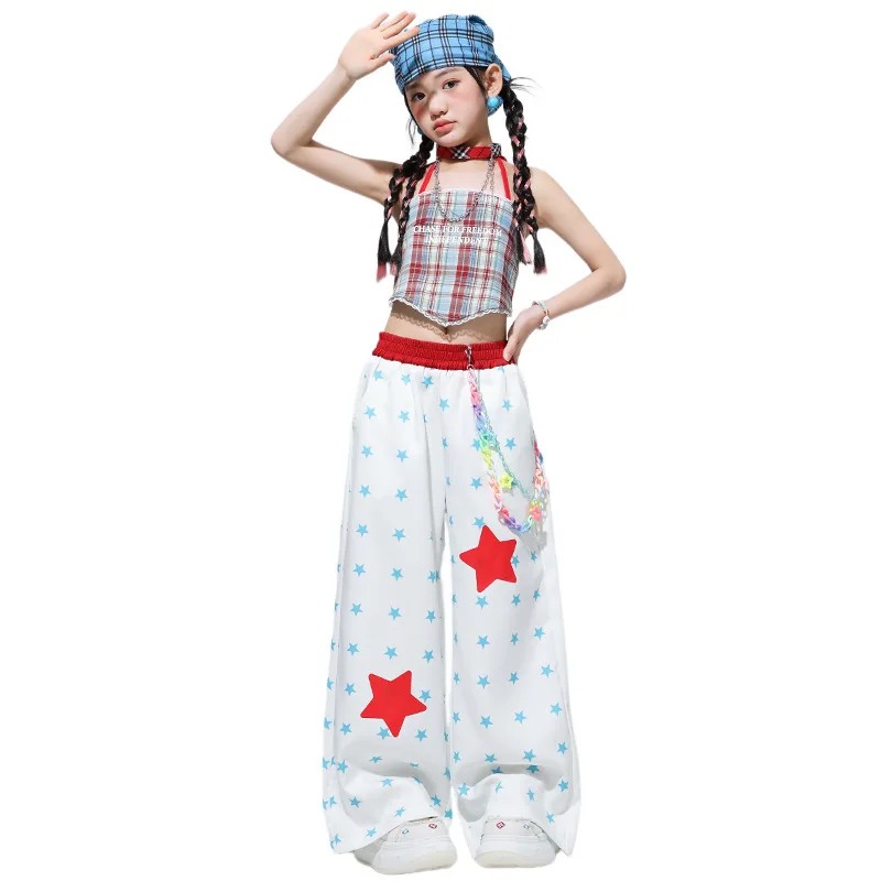

Black White Jazz Outfit Hip Hop Set Girls Fashion Kpop Stage Outfit Crop Top Dance Pants Street Children's Jazz Dance Costume