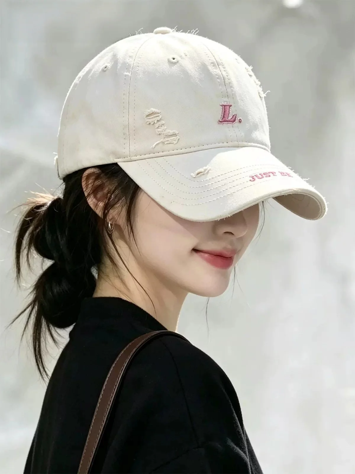 unisex-adjustable-baseball-cap-ymym-letter-design-soft-top-wide-brim-hat-face-slimming-spring-autumn-cotton-sun-protection-cap