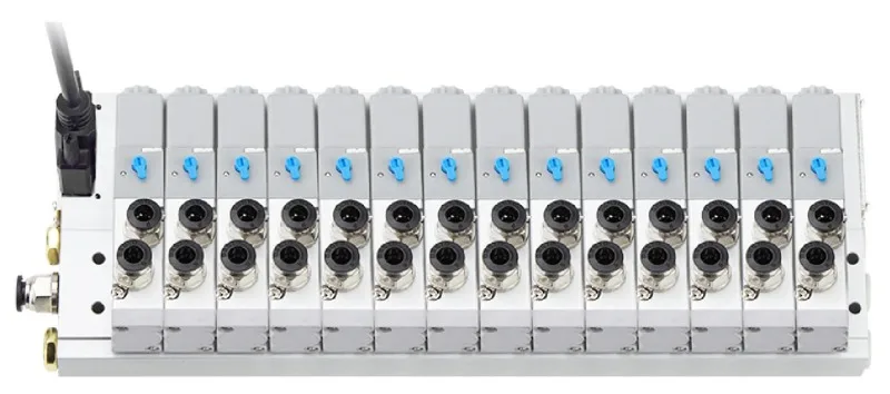 24V Solenoid Valve 4V210 Series Base Multi Station 4‑14 Valve Block 1/4″ Port Air Automation