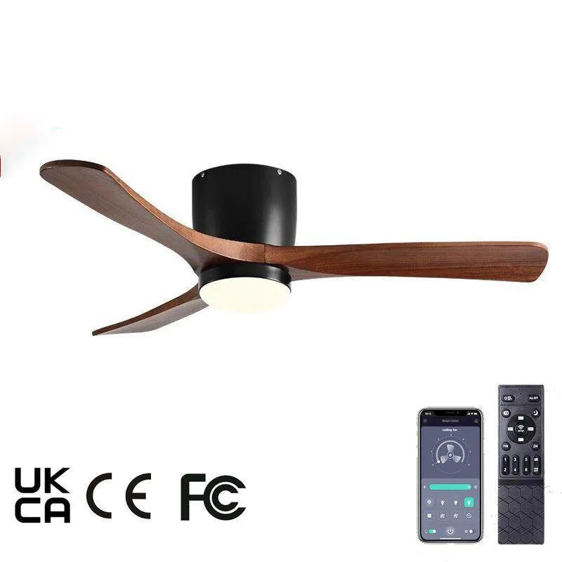 High-airflow Ceiling Fan, Industrial Retro Commercial Variable Speed No-light Nordic Solid Wood Mounted Fan for Living Room & Di