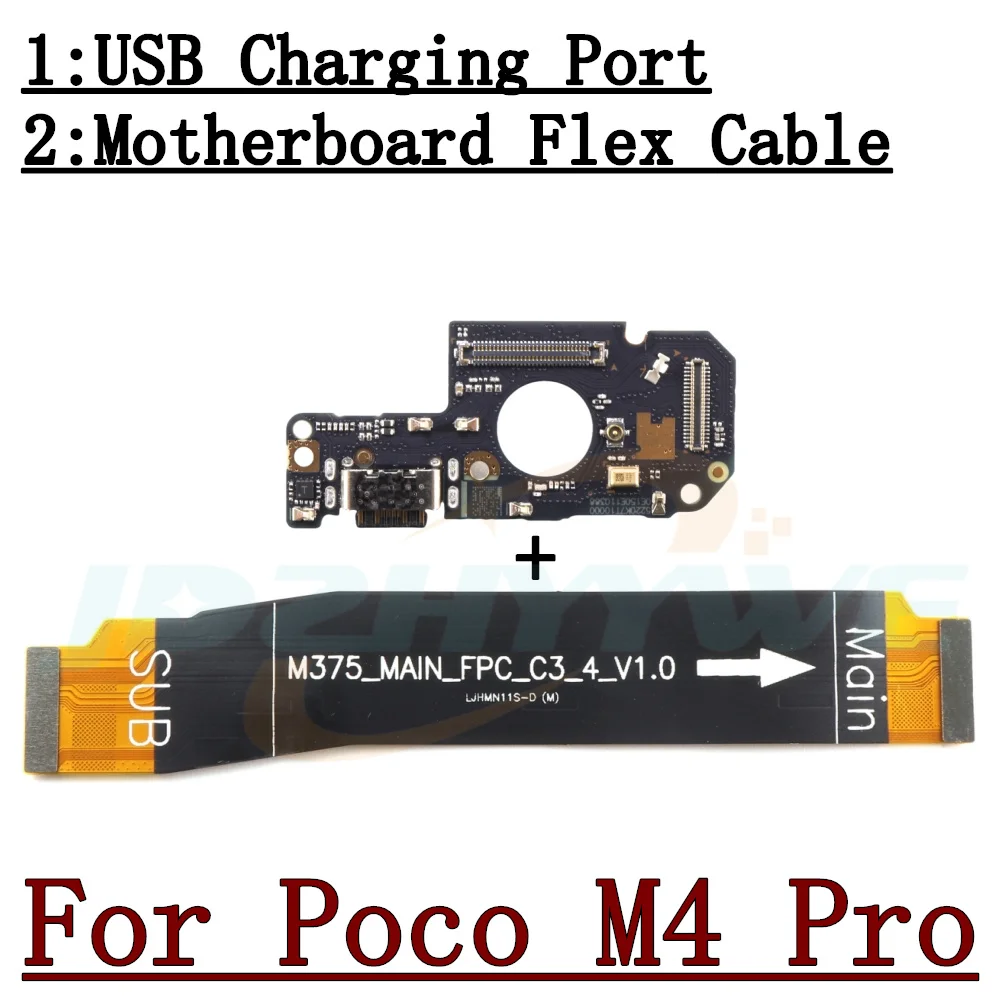 SIM Card Reader Board USB Charging Port Board For Xiaomi Poco M4 Pro 5G M5s M4Pro 4G Main Motherboard Flex Cable Repair Parts