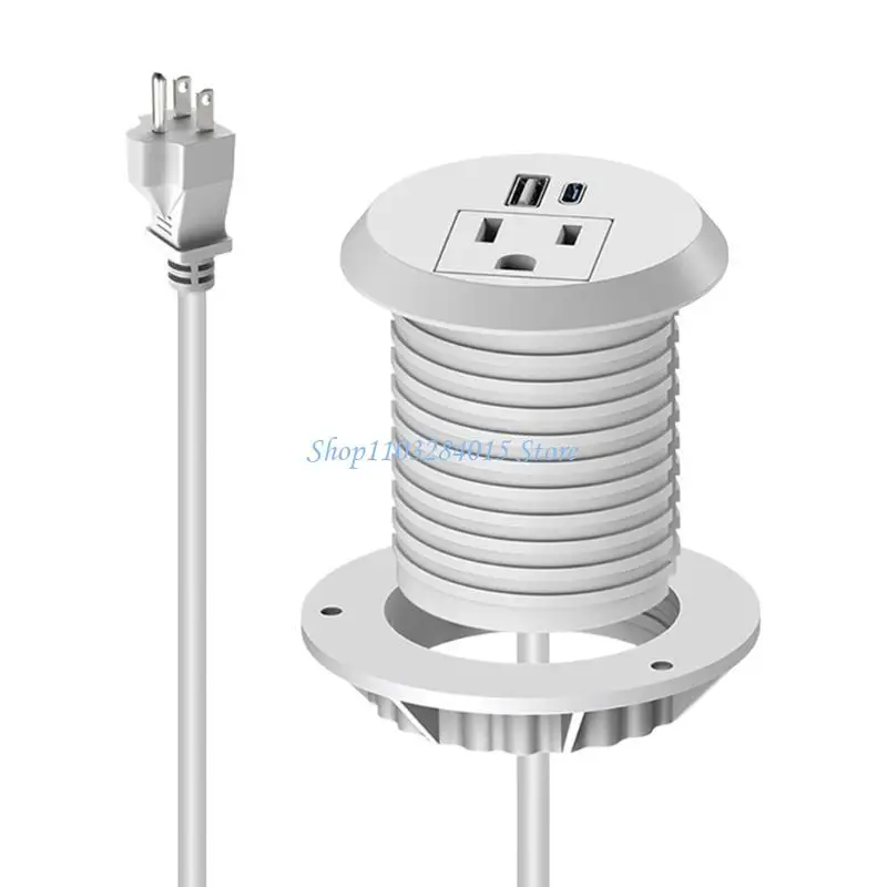 PD18W USB C Fast Chargers Desk Mounted Power Outlet With 1AC US Plugs, USB A 10W USB C 18W 2M Cable Overloads Protections