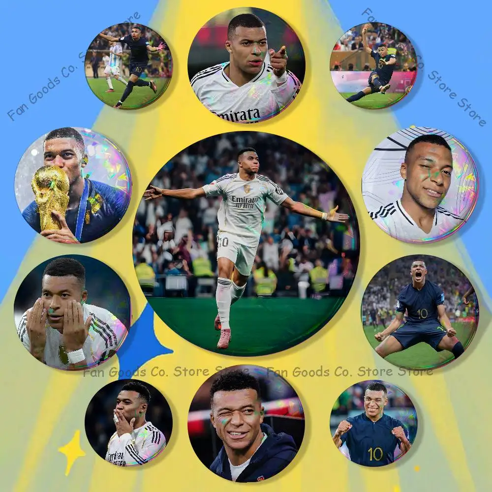 Football M-Mbappe Enamel Pins Funny Cartoon Characters Badge Fashion Jewelry Accessories Round Snap-in Brooch on Backpack