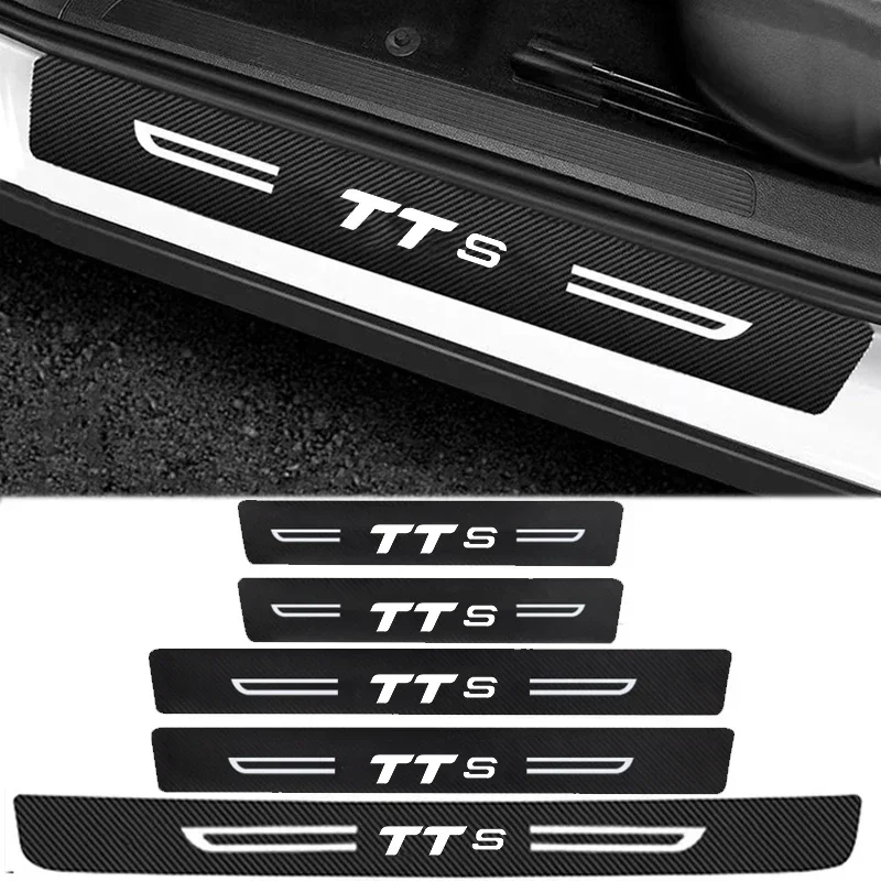 Car Door Threshold Anti Scratch Waterproof Sill Sticker For Audi TTS Logo Interior Anti‑Kick Stickers Auto Decor Accessories