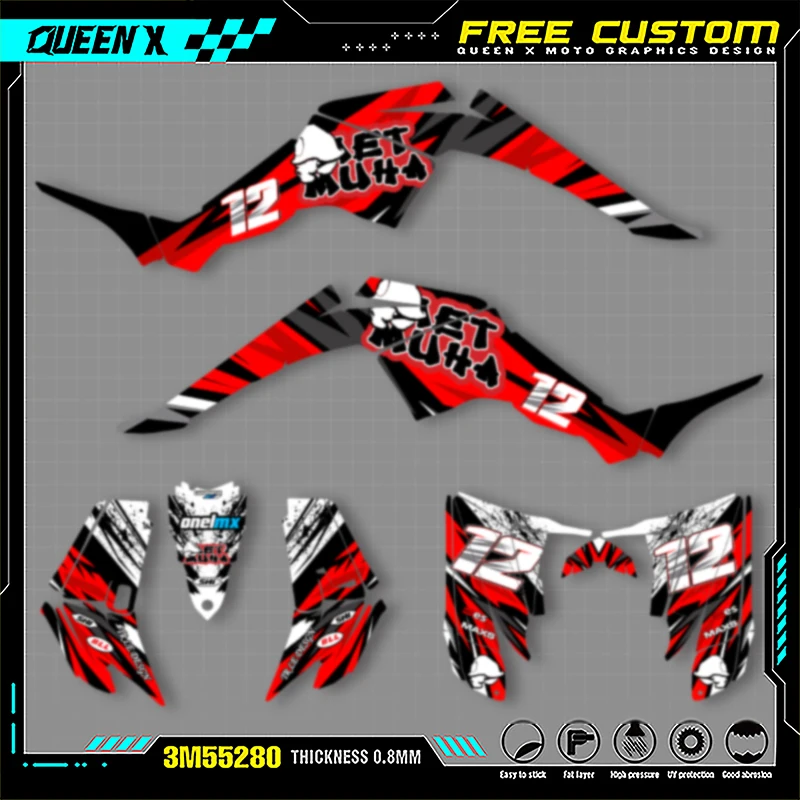 

Queen X MOTOR For YAMAHA RAPTOR350 2004-2005 2006 2007 2008 2009-2014 Full Fairing Motorcycle Graphics Decals Stickers Kits 002