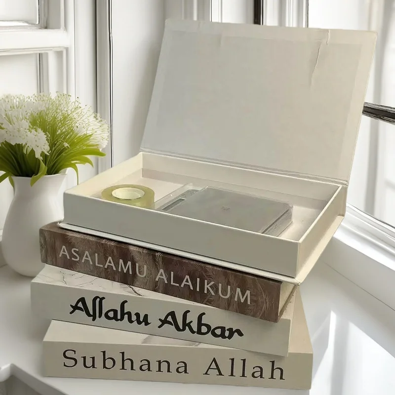 Open Islamic Decoration Luxury Fake Book Storage Box Decorative Books Ramadan Coffee Table Bedroom Home Decor Kaaba Mosque Quran