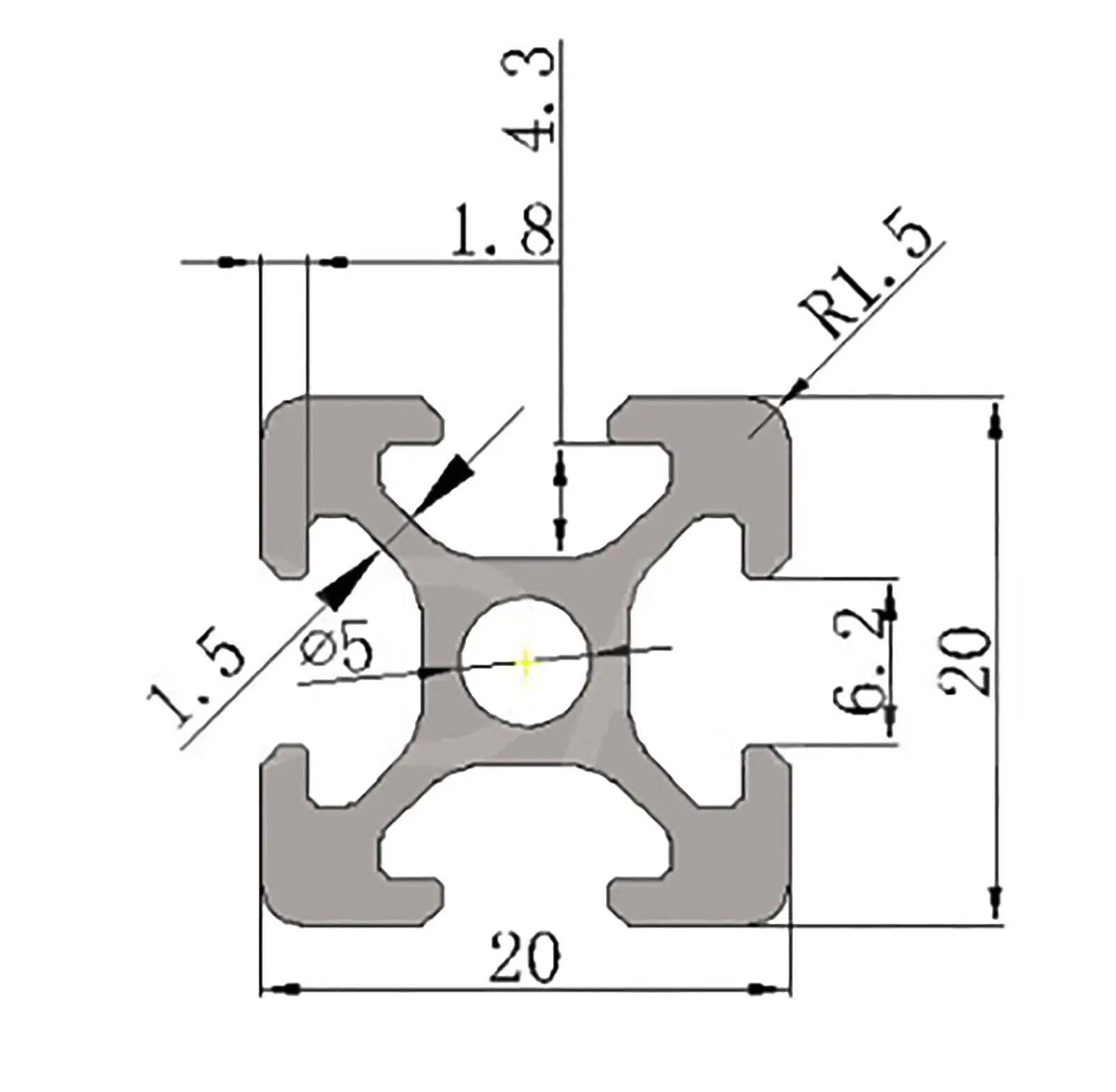 ملف بثق ألومنيوم أسود على شكل حرف T من سلسلة 2020، 20 × 20 × 1000 مم للطابعة CNC والطابعة ثلاثية الأبعاد، 10 عبوات