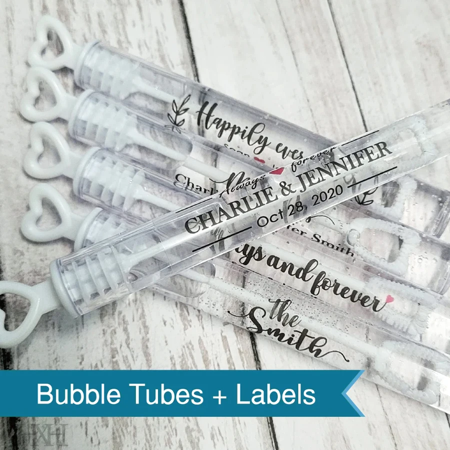 

Bubble Weddings Tubes and Personalized Bubble Label Set, Mini Bubble Tube Custom Party Favors, BUBBLE FLUID NOT INCLUDED