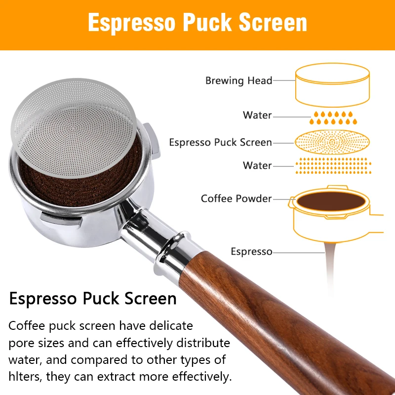 Espresso Coffee Puck Screen 0.2mm Espresso Filter Holder 51/53/58.5mm For Delonghi Breville Portafilter Accessory Barista Tool image 5