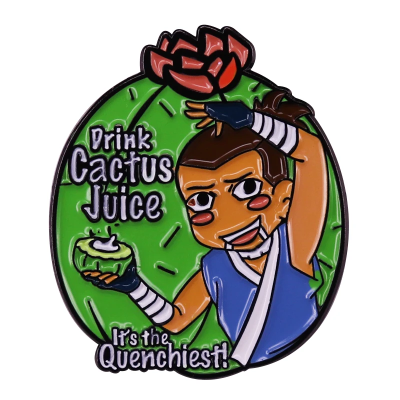 Drink Cactus Juice Sokka Badge Backpack Enamel Pins Avatar Last Airbenders Anime Character Cartoon Brooch Jewelry