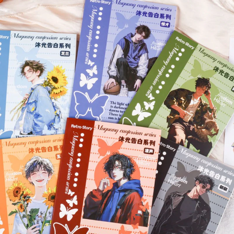 

Mr Paper 10Pcs/bag Japan Korea cute style character sticker book Mu light confession series Students' stickers DIY gift birthday