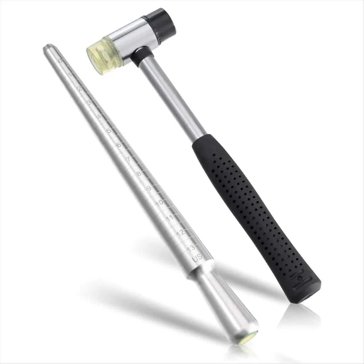 AA83 Ring Sizer, Can Be Hammered Solid Ring Mandrel and Jewelry Rubber Mallet, Ntegrated Conical Solid Ring Mandrel Sizer