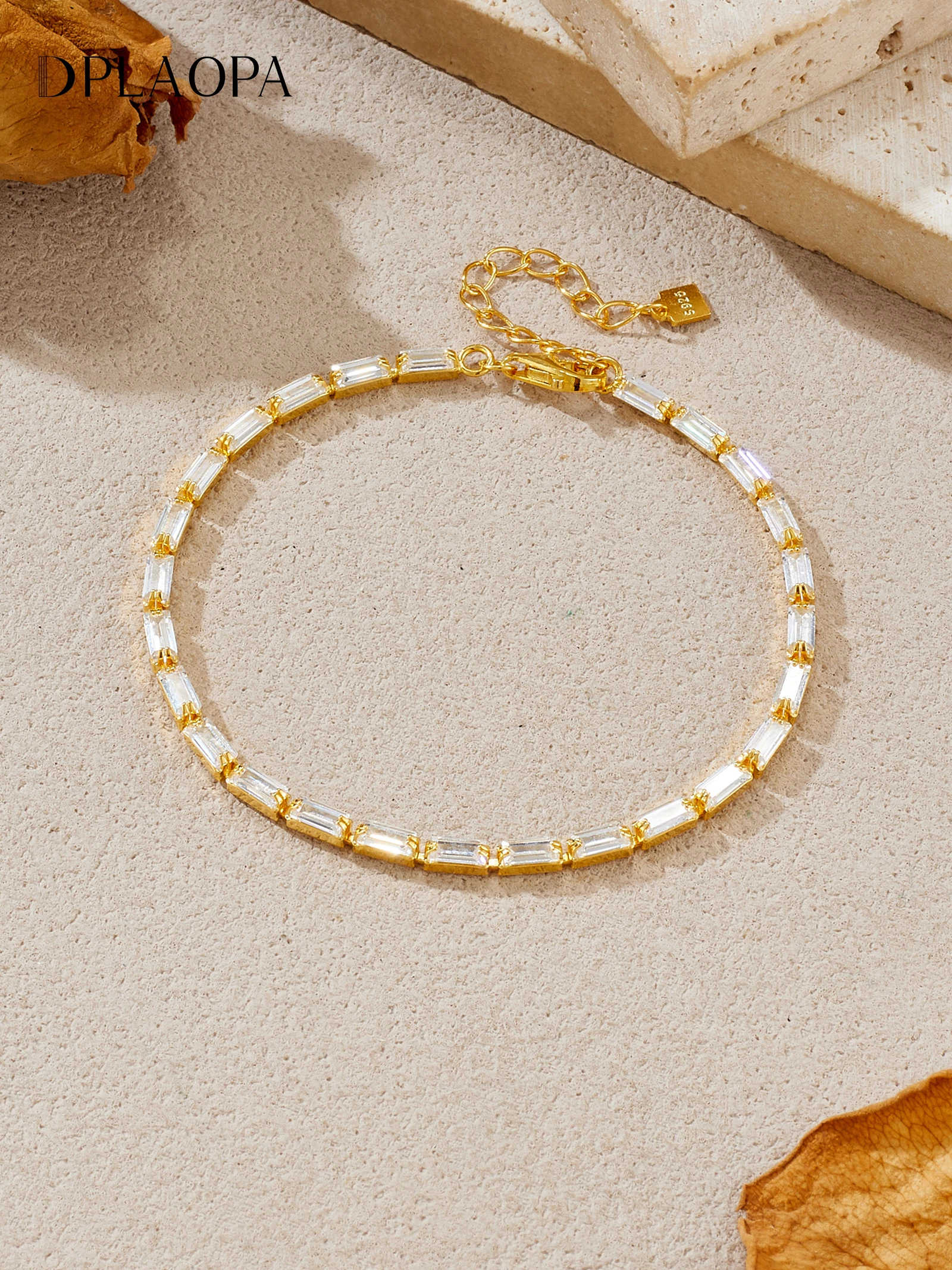 

DPLAOPA Women 925 Sterling Silver Rectangle Clear Zircon Luxury Chain Bracelet Fine 2025 Daily Casual Jewelry Gift