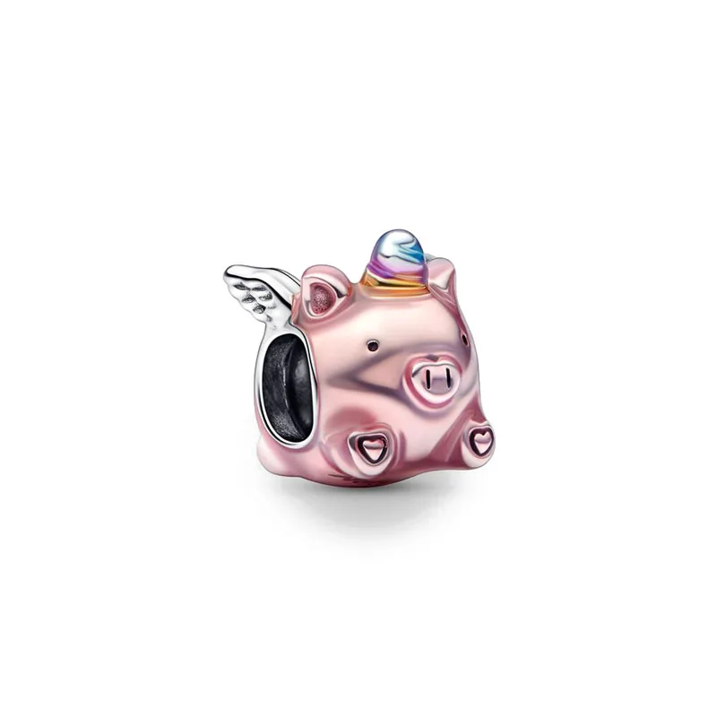 2024 Hot Sale 925 Silver Poker Hearts A Pendant Charms Luminous pumpkin Beads fit Diy Pink Bag Bracelet of women\' bijou jewelry