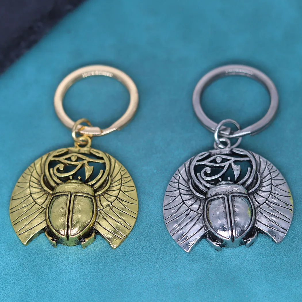 Nedar Scarab Evil Eyes Of Horus Keyring Insect Beetle Pendant Key Chain Amulet Protection Viking Egyptian Keychain Jewelry Gift