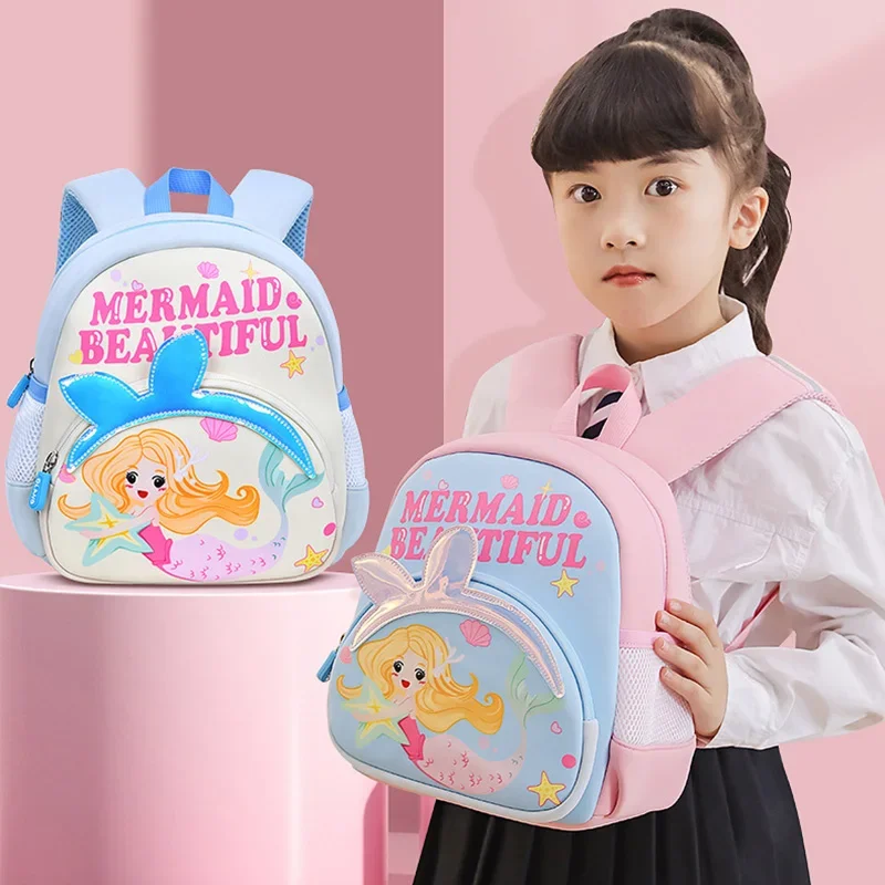 Cute Mermaid School Bags for Girls Kindergarten Breathable Large Capacity Children's Backpack Kawaii Travel Bag Mochila Infantil