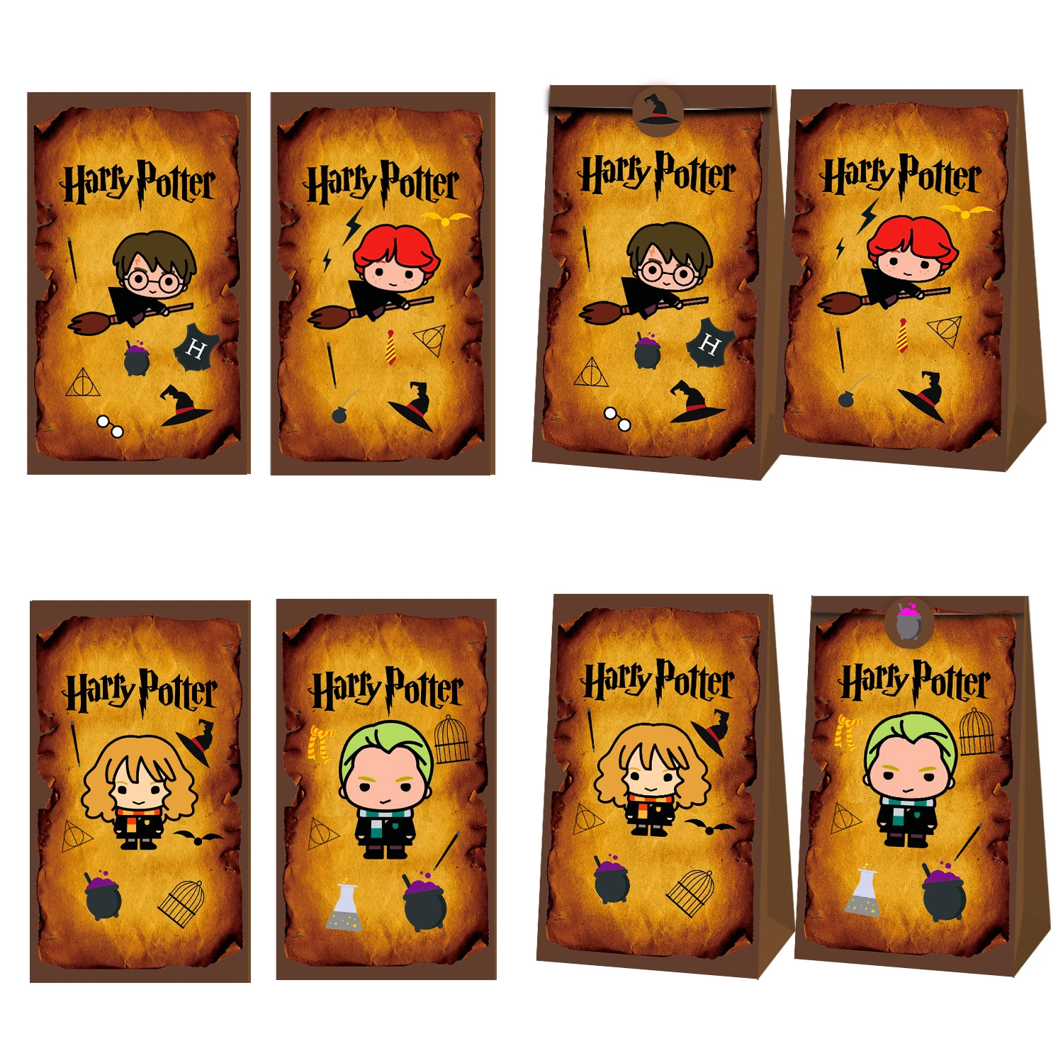 Bolsas de regalo para fiesta de Harry potter, 12 Uds., bolsa de regalo con temática de Halloween, bolsa de dulces, bolsa de regalos para niños, suministros de recuerdo de fiesta de cumpleaños, decoración