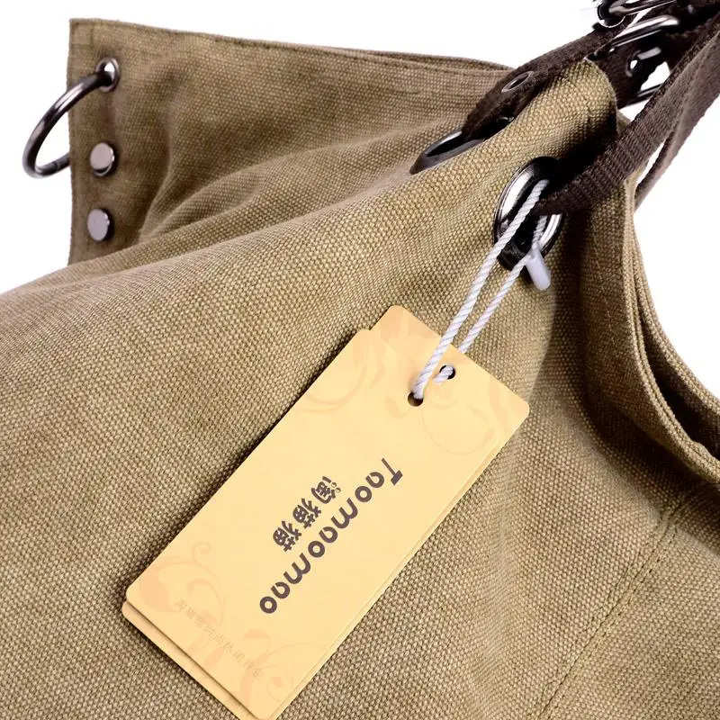 Frauen Leinwand Messenger Bags Weiblichen Umhängetaschen Solide Schulter Tasche Mode Lässig Designer Weiblichen Handtasche Große Kapazität Tote – Detail 9