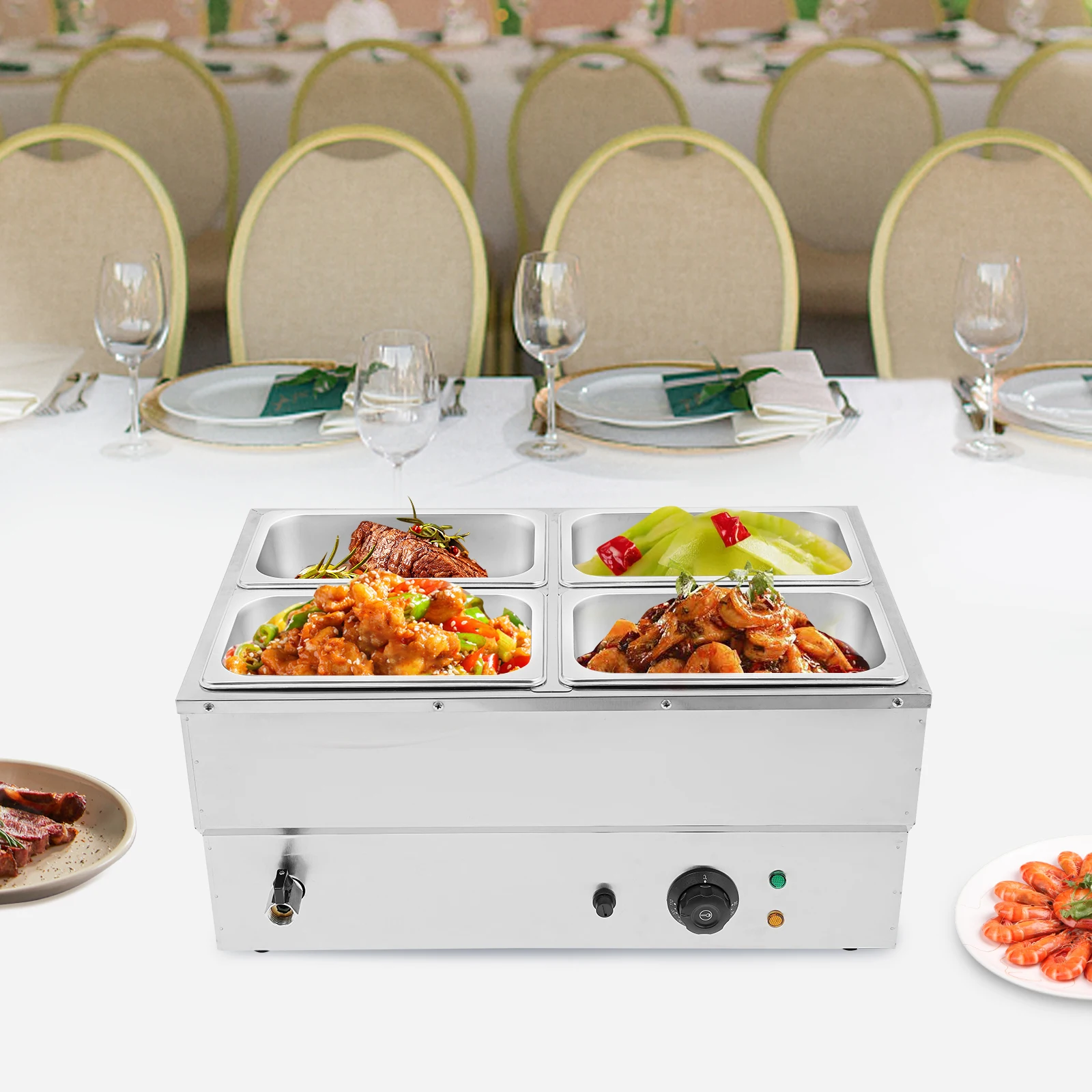 

Insulated electric heating pot with 4 compartments,Commercial Food Warmer, Electric Soup Warmer, Electric Commercial Food Warmer