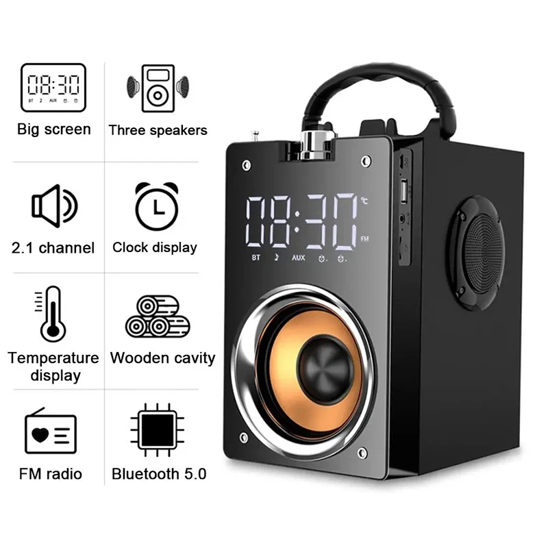 

Wireless Bluetooth Speaker T3 High Volume Super Bass Portable Outdoor Speaker Support TF Card USB FM Radio