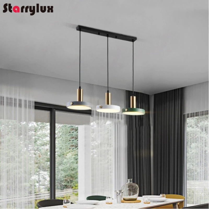 

Nordic Macaron LED Linear Pendant Light Dining Table Lamp Kitchen Island Bar Counter Modern