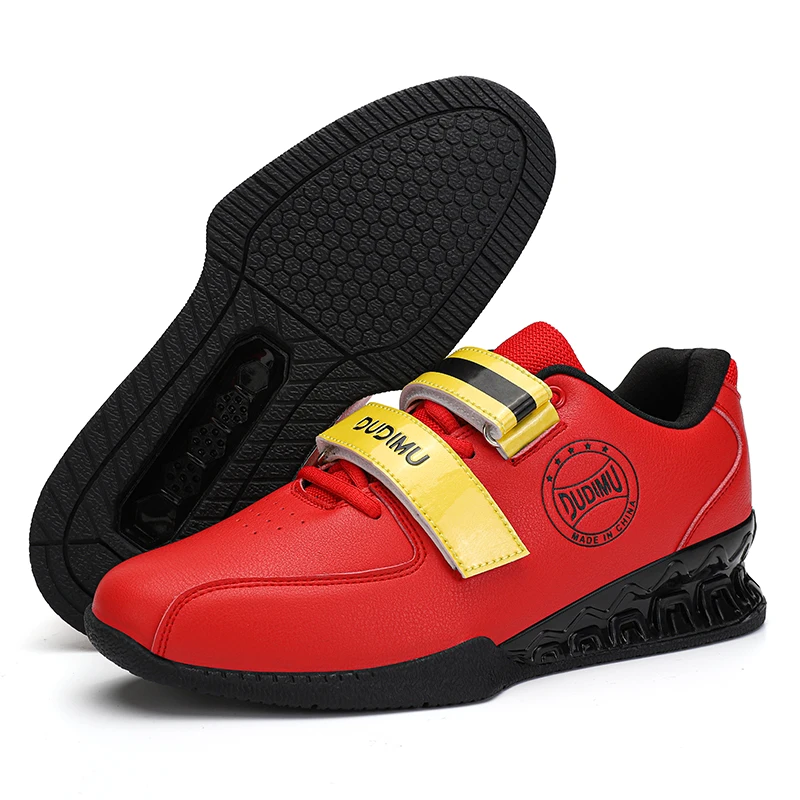 Zapatos de entrenamiento de pesas profesionales para hombre, calzado deportivo de interior, de alta calidad, para gimnasio, color blanco y rojo