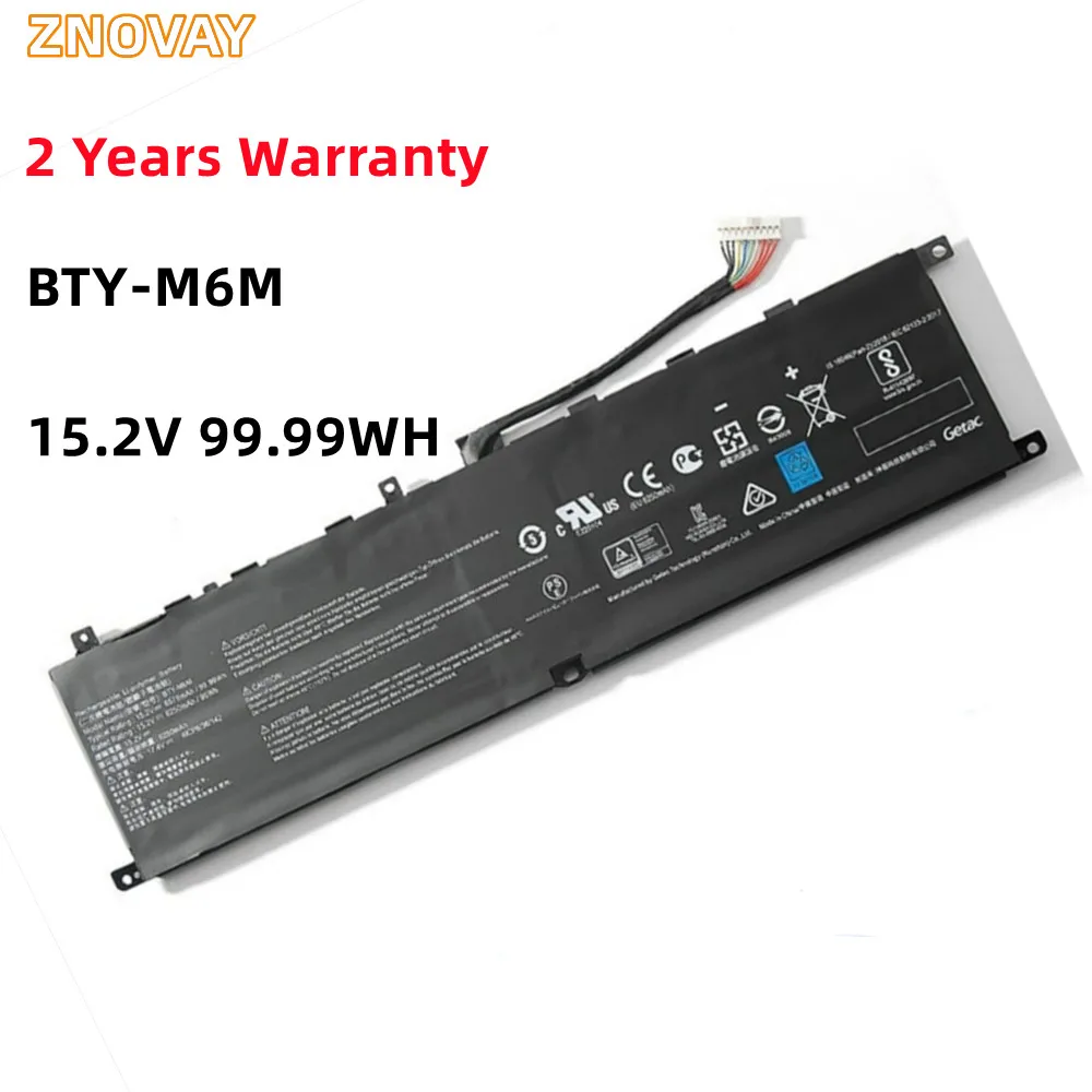 

ZNOVAY BTY-M6M Laptop Battery For MSI Creator 15 A10SD A10SF GS66 Stealth 10SFS 10SGS 10SE-045 10UG GE66 Raider 10SFS WS66 New