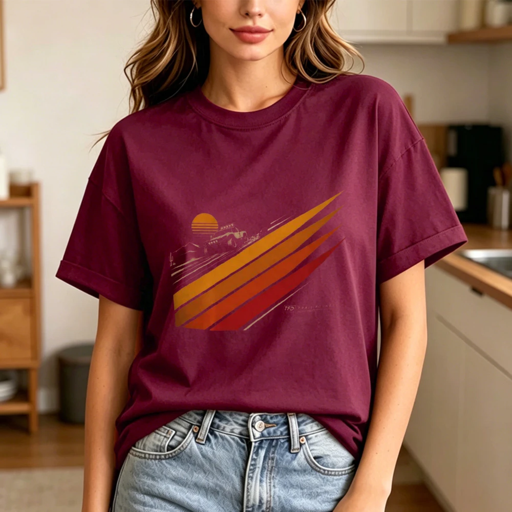 Retro Desert Off-Road Tee Sunset Stripes Adventure Graphic T-Shirt Off-Road Lover Gift TShirt Vintage Speed Style Adventure Tops