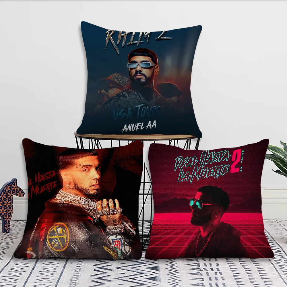 A-Anuel AA Real Hasta la Muerte 2 Pillow Case Fan Style Square Home Decor Cushion Cover Design Printed