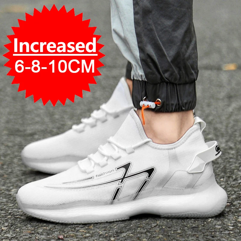 New Mesh Breathable Sneakers Men Elevator Shoes Height Increase Shoes For Men Insoles 6/8/10cm Sports Outdoor Heightening Shoes