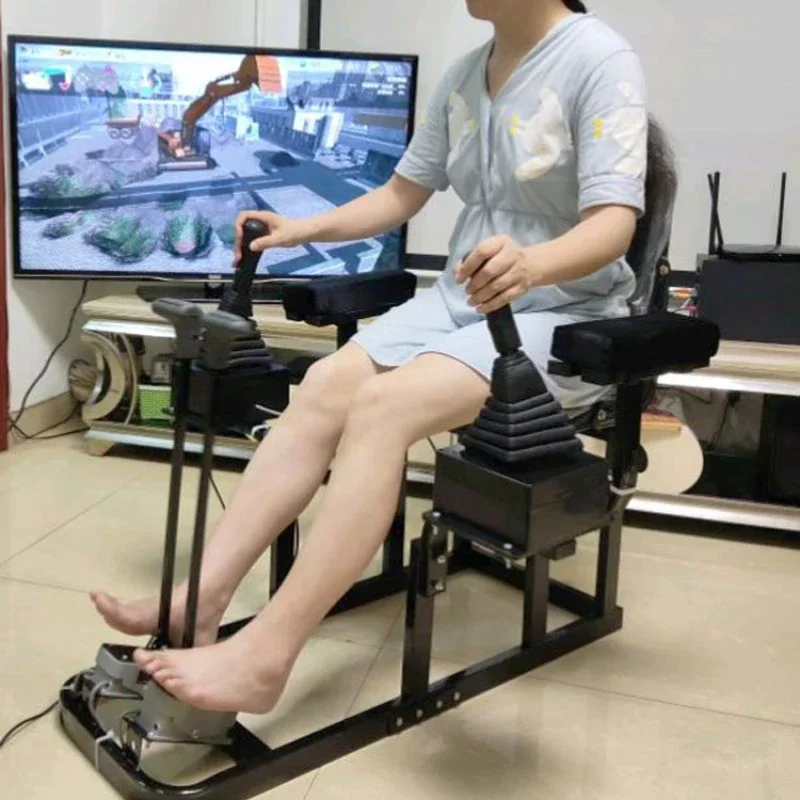 real machine handle grabbing gravity, tactile learning, driving simulator, ditch soil hook, computer building simulation