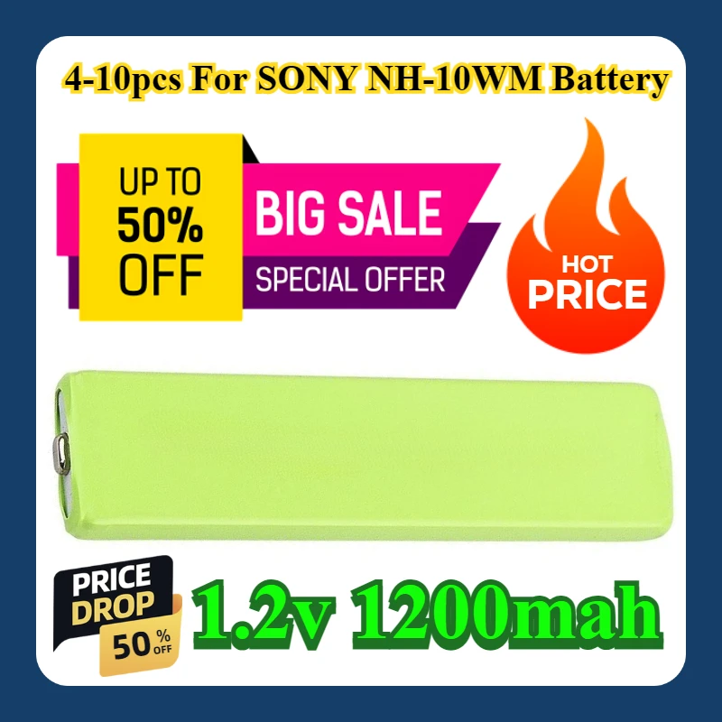 

4-10pcs For SONY NH-10WM Battery 1.2v 1200mah