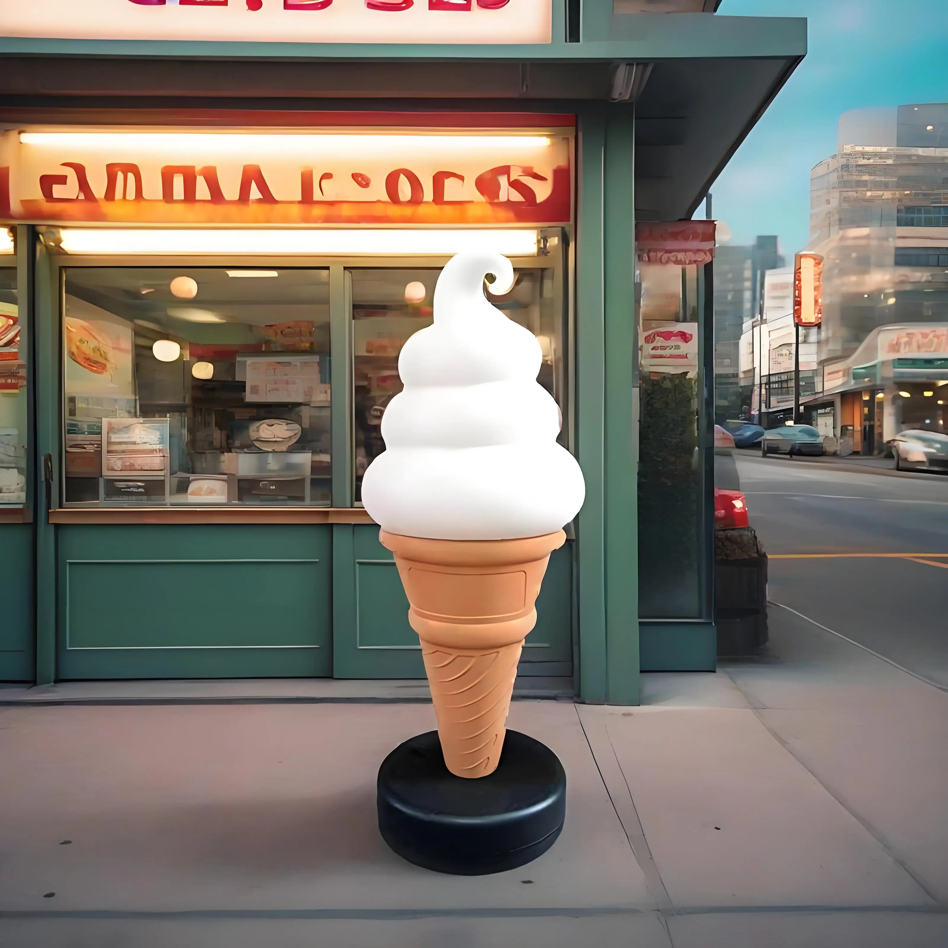 60CM/95CM/120CM Outdoor Plastic Ice Cream Models with Lights: A Customer Attraction Tool for Ice Cream Shops/Dessert Shops view 2