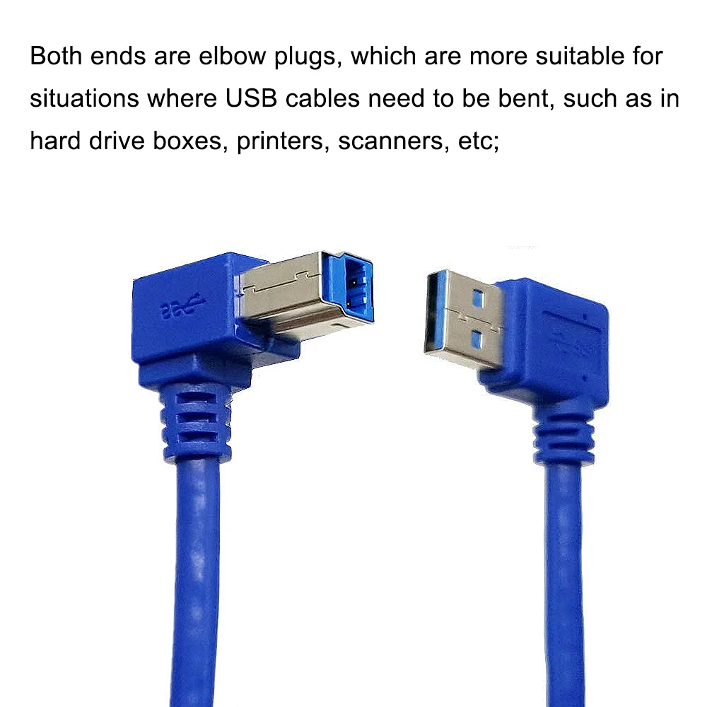 90 Degree Angled USB 3.0 A Male AM to USB 3.0 B Type Male BM USB3.0 Cable For printer scanner HDD