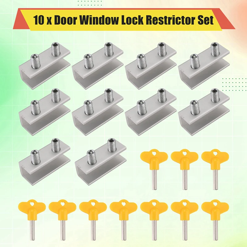 FULL-10 Set Sliding Sash Stopper Cabinet Locks Straps Doors Security Anti-Theft Lock Window Sliding Door Doors Lock