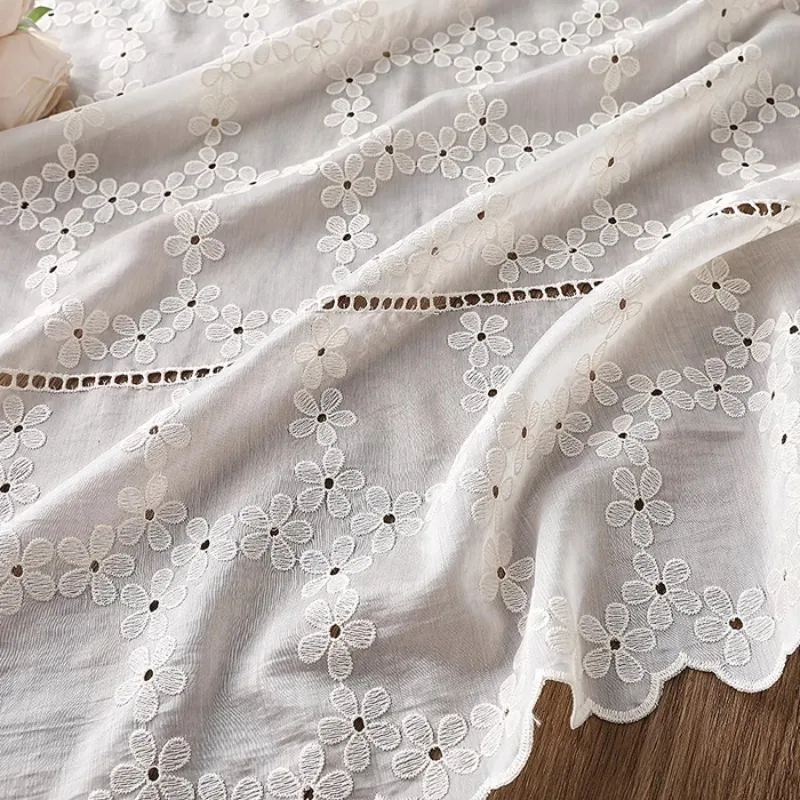 

Semi-Transparent Floral Embroidery Lyocell Fabric Dress Shirt Princess Skirt Lolita Doll Clothing Designer Garment Material