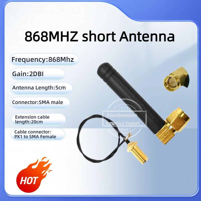 10 Stück/Set 868MHz Antenne mit 2dBi Verstärkung, SMA-Stecker, 915MHz LoRa-Antenne PX1 zu SMA-Buchse Verlängerungskabel für LoRaWAN 868 Funkempfänger – Detail 3